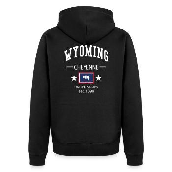 Wyoming - Unisex Premium Bio Zip Hoodie - Schwarz - Hinten - Nico (187cm)