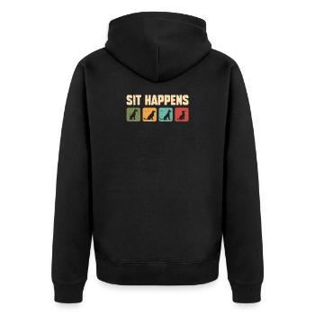 Sit Happens Cute Dogs Funny Dog Trainer - Unisex Premium Organic Zip Hoodie - black - Back - Nico (187cm)