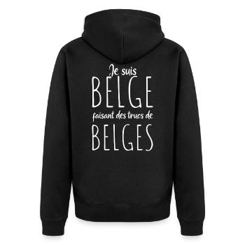 Je Suis Belge Faisant Des Trucs De Belges - Veste à capuche bio Premium Unisexe - noir - Dos - Nico (187cm)