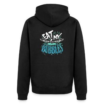 Lustiger Schwimmen Schwimmer Eat My Bubbles - Unisex Premium Bio Zip Hoodie - Schwarz - Hinten - Nico (187cm)