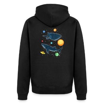 Haie im Galaxy Lustige Walhai Liebhaber - Unisex Premium Bio Zip Hoodie - Schwarz - Hinten - Nico (187cm)