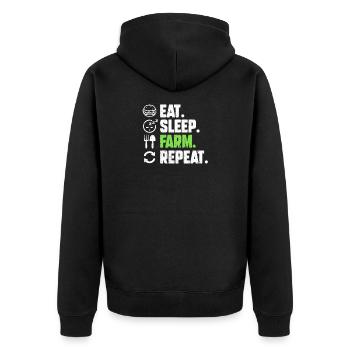 Landwirtschat Sprüche Bauernhof Landwirt Bauer - Unisex Premium Bio Zip Hoodie - Schwarz - Hinten - Nico (187cm)