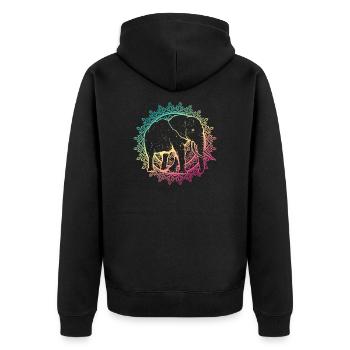 Yoga Elefant Mandala - Unisex Premium Bio Zip Hoodie - Schwarz - Hinten - Nico (187cm)