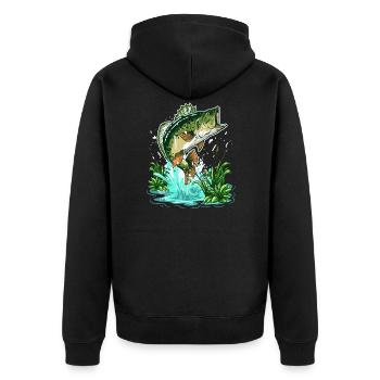 Bass Fisherman Large Mouth Bass Fishing - Unisex Premium Organic Zip Hoodie - black - Back - Nico (187cm)