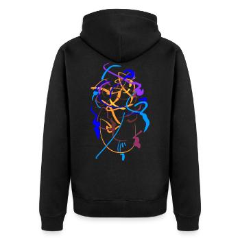 Abstract - Unisex Premium Organic Zip Hoodie - black - Back - Nico (187cm)
