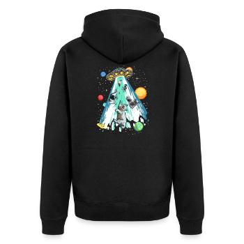 Cats Being Abducted Cat UFO Alien - Unisex Premium Organic Zip Hoodie - black - Back - Nico (187cm)
