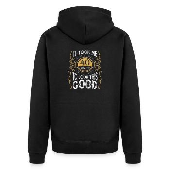 Lustiges Geschenk Zum 40. Geburtstag 40 Jahre Alt - Unisex Premium Bio Zip Hoodie - Schwarz - Hinten - Nico (187cm)