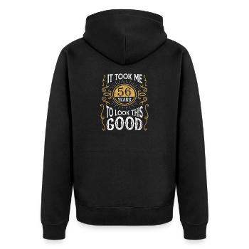 Lustiges Geschenk Zum 56. Geburtstag 56 Jahre Alt - Unisex Premium Bio Zip Hoodie - Schwarz - Hinten - Nico (187cm)