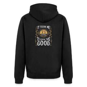 Vintage It Took Me 71 Years To Look This Good - Unisex Premium Organic Zip Hoodie - black - Back - Nico (187cm)