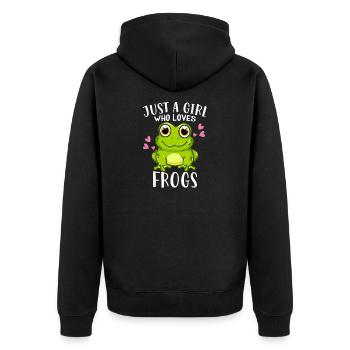 Juste une fille qui aime les grenouilles Grenouille Crapaud - Veste à capuche bio Premium Unisexe - noir - Dos - Nico (187cm)