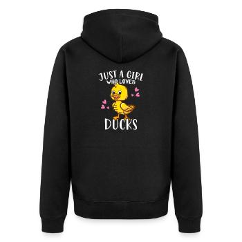 Canard amoureux canard juste une fille qui aime les canards - Veste à capuche bio Premium Unisexe - noir - Dos - Nico (187cm)