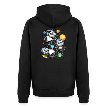 Weltraum Panda Astronaut Universum - Unisex Premium Bio Zip Hoodie - Schwarz - Hinten - Nico (187cm)