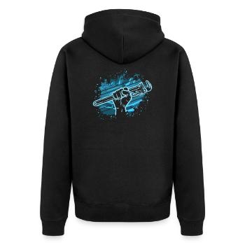 Plombier Chauffagiste Mécanicien Artisan - Veste à capuche bio Premium Unisexe - noir - Dos - Nico (187cm)