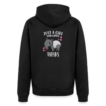 Drôles d’amoureux du tapir juste une fille qui aime - Veste à capuche bio Premium Unisexe - noir - Dos - Nico (187cm)