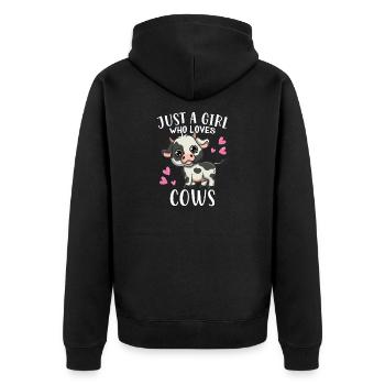 Funny Farmer Cow Lover Just A Girl Who Loves Cows - Unisex Premium Organic Zip Hoodie - black - Back - Nico (187cm)
