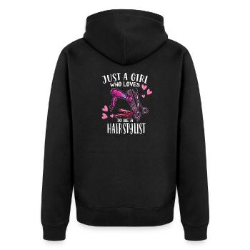 Juste une fille qui aime être coiffeuse - Veste à capuche bio Premium Unisexe - noir - Dos - Nico (187cm)