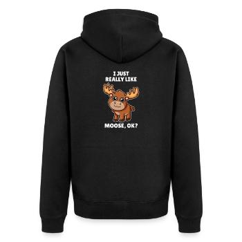Funny Moose Lover Gift I Just Really Like Moose OK - Unisex Premium Organic Zip Hoodie - black - Back - Nico (187cm)