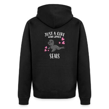 Lustige Robben Seehund Just A Girl Who Loves Seals - Unisex Premium Bio Zip Hoodie - Schwarz - Hinten - Nico (187cm)