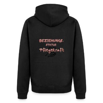 Beziehungsstatus: Pflegekraft - Unisex Premium Bio Zip Hoodie - Schwarz - Hinten - Nico (187cm)