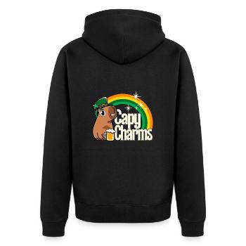 St. Patrick's Day - Capy rainbow charms - Unisex Premium Organic Zip Hoodie - black - Back - Nico (187cm)