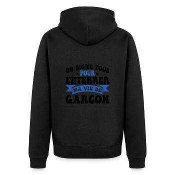 Junggesellenabschied Humorvolles Geschenk - Unisex Premium Bio Zip Hoodie - Schwarz - Hinten - Nico (187cm)