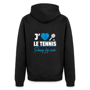 J'adore le tennis : la passion à chaque match ! - Veste à capuche bio Premium Unisexe - noir - Dos - Nico (187cm)