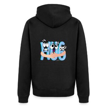Blaues Cartoon-Kuscheln - Humorvoll - Unisex Premium Bio Zip Hoodie - Schwarz - Hinten - Nico (187cm)