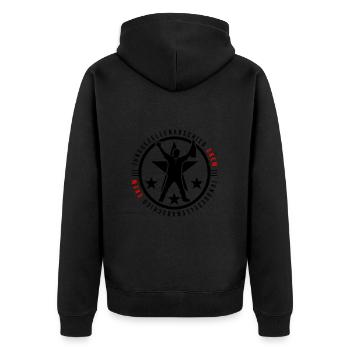Junggesellen Abschied Crew - Unisex Premium Bio Zip Hoodie - Schwarz - Hinten - Nico (187cm)