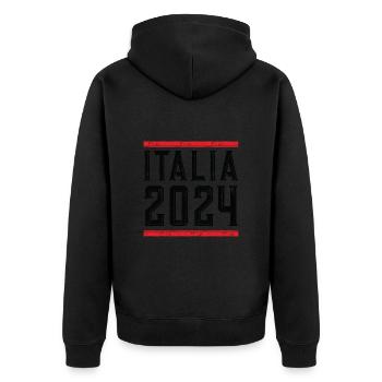 Italia 2024 - Unisex Premium Bio Zip Hoodie - Schwarz - Hinten - Nico (187cm)