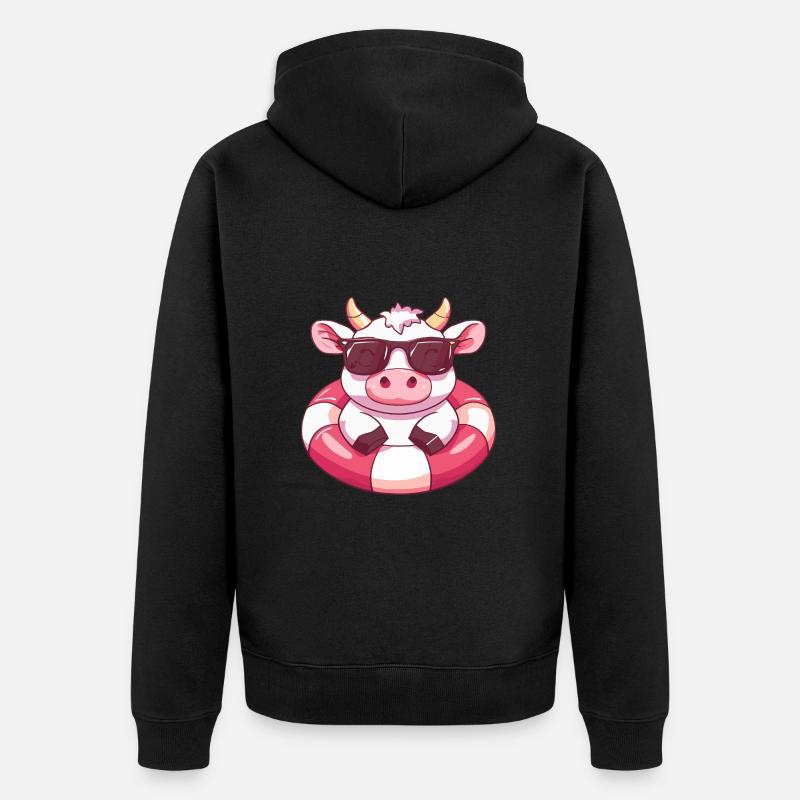 Vache Été Bande Dessinée - Veste à capuche bio Premium Unisexe - noir