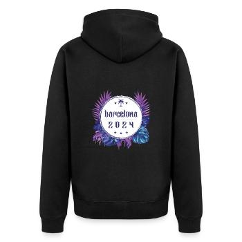 Barcelona 2024 - Unisex Premium Bio Zip Hoodie - Schwarz - Hinten - Nico (187cm)
