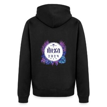 Ibiza 2024 - Unisex Premium Bio Zip Hoodie - Schwarz - Hinten - Nico (187cm)