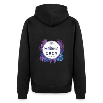 Mallorca 2024 - Unisex Premium Bio Zip Hoodie - Schwarz - Hinten - Nico (187cm)