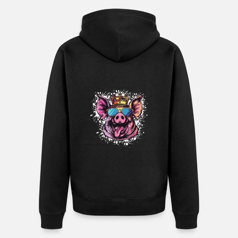 Bande dessinée de cochon - Veste à capuche bio Premium Unisexe - noir