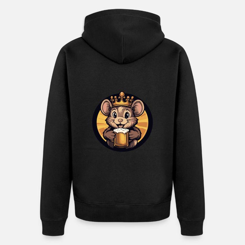 Bande dessinée de bière souris - Veste à capuche bio Premium Unisexe - noir