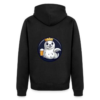 Robbe Tier Bier Comic - Unisex Premium Bio Zip Hoodie - Schwarz - Hinten - Nico (187cm)