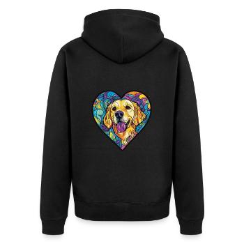 Golden Retriever Dog Heart Love - Unisex Premium Organic Zip Hoodie - black - Back - Nico (187cm)