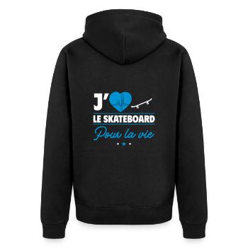 Passionné de skateboard pour la vie ! Skateur - Veste à capuche bio Premium Unisexe - noir - Dos - Nico (187cm)