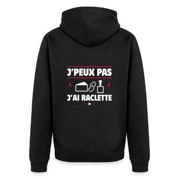 J'peux pas, j'ai raclette - Humour et fromage - Veste à capuche bio Premium Unisexe - noir - Dos - Nico (187cm)
