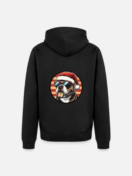 Pit Dog Terrier Christmas X-mas - Unisex Premium Organic Zip Hoodie - black