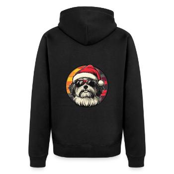 Havanese Hund Weihnachten Cool - Unisex Premium Bio Zip Hoodie - Schwarz - Hinten - Nico (187cm)