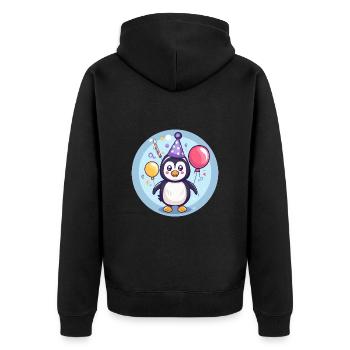Bande dessinée d’anniversaire pingouin - Veste à capuche bio Premium Unisexe - noir - Dos - Nico (187cm)