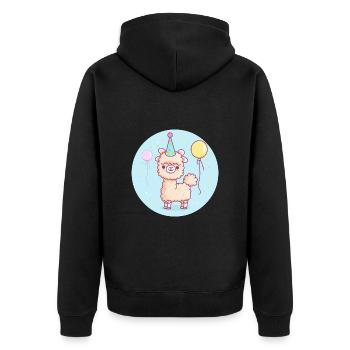 Alpaka Llama Geburtstag Comic - Unisex Premium Bio Zip Hoodie - Schwarz - Hinten - Nico (187cm)