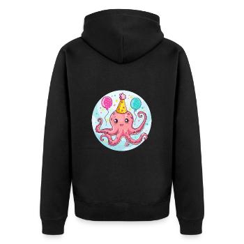 Oktopus Geburtstag Comic - Unisex Premium Bio Zip Hoodie - Schwarz - Hinten - Nico (187cm)