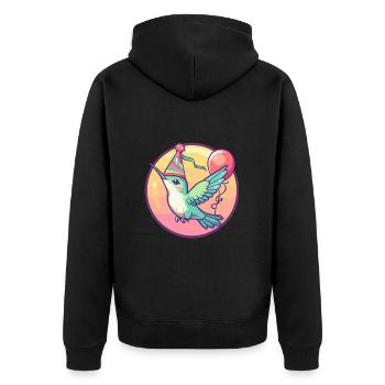 Colibri Oiseau Anniversaire Bande Dessinée - Veste à capuche bio Premium Unisexe - noir - Dos - Nico (187cm)