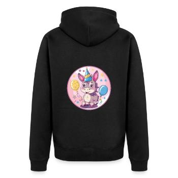 Esel Geburtstag Comic - Unisex Premium Bio Zip Hoodie - Schwarz - Hinten - Nico (187cm)