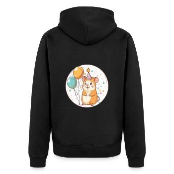 Hamster Geburtstag Comic - Unisex Premium Bio Zip Hoodie - Schwarz - Hinten - Nico (187cm)