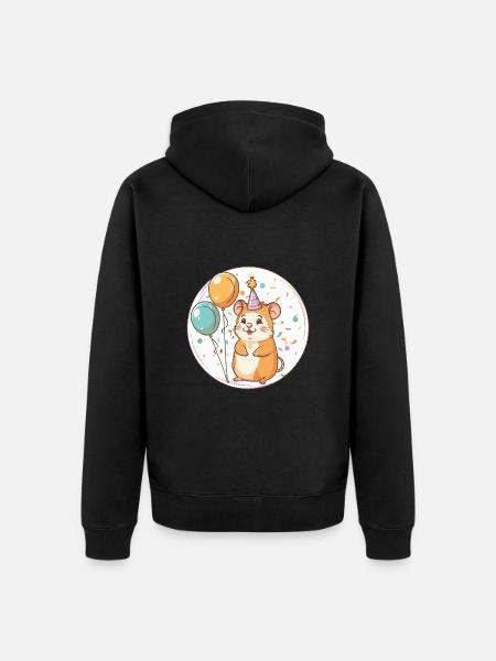 Hamster Birthday Comic - Unisex Premium Organic Zip Hoodie - black