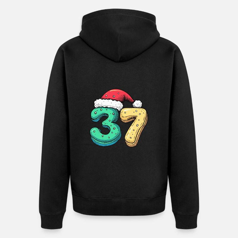 37 Numéro Noël - Veste à capuche bio Premium Unisexe - noir