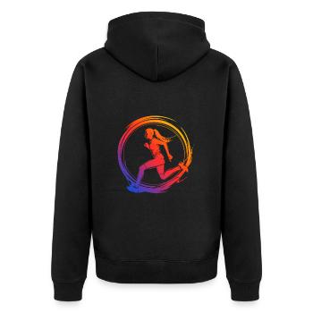 Running Marathon Silhouette Colorful - Unisex Premium Organic Zip Hoodie - black - Back - Nico (187cm)